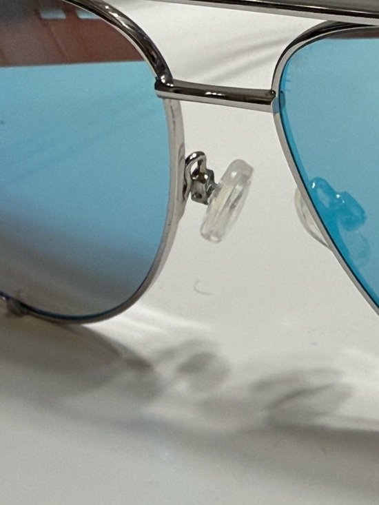 Quay Australia High Key Silver and Blue Mirrored Oversized Aviator Sunglasses